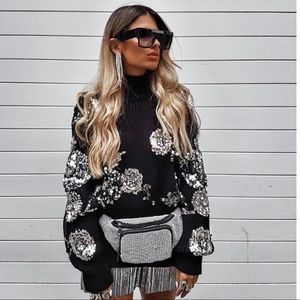 zara sequin floral sweater
